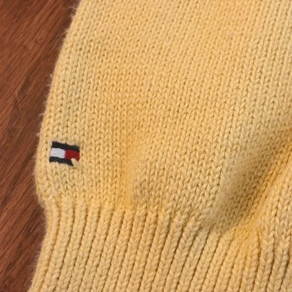 Tommy Hilfiger Women Yellow Striped Collar Sweater M Made in Japan Spring Cozy - Picture 7 of 10